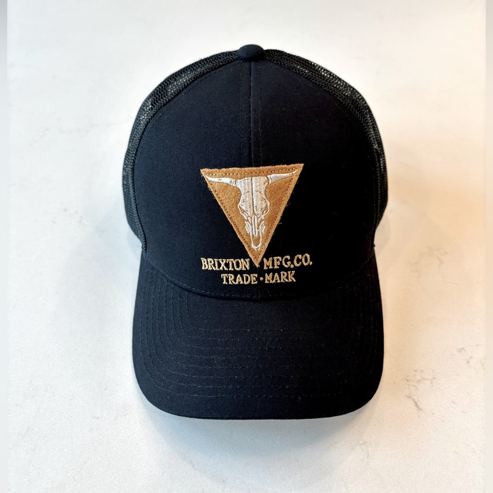 Brixton Trucker Hat – Black & Gold Embroidered Patch